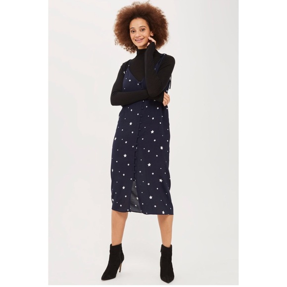 topshop printed button midi dress